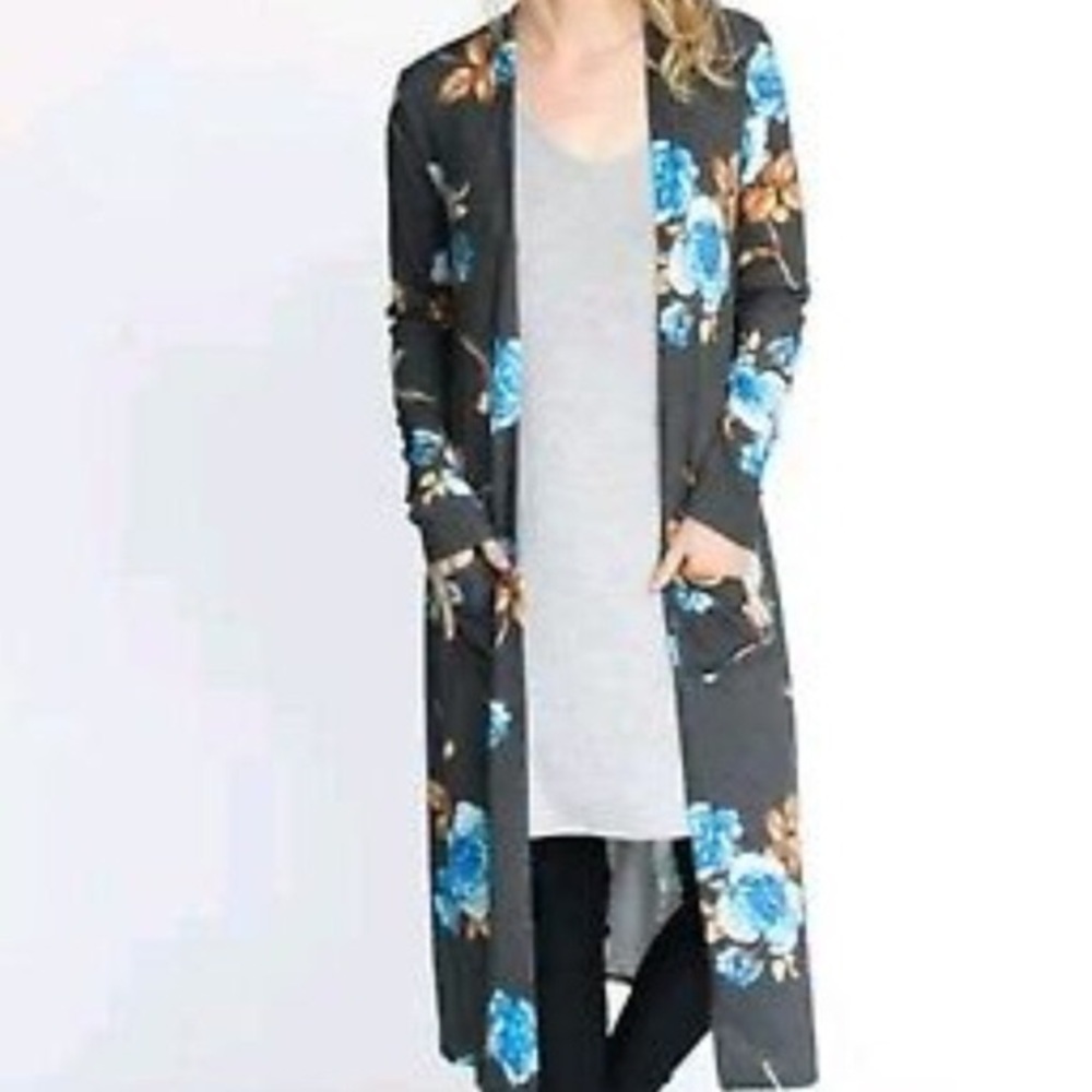Blue and grey floral duster Agnes and Dora